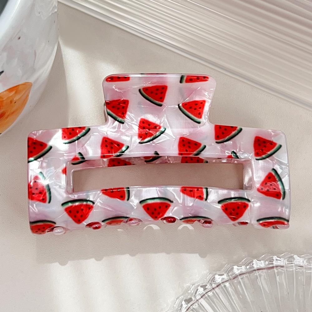 1 Stück Frische Frucht Quadratisch Hohl Acryl Haarspange, Geeignet für Dickes Haar, Mittelhohe Frisuren, Haiklammern, Haarzubehör