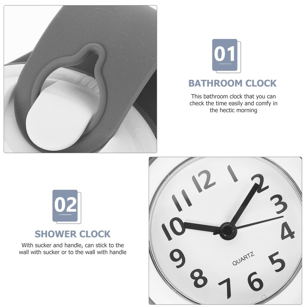 Suction Cup Wall Clock Bathroom Shower Waterproof Alarm Digital Timer Mute Silent Vanity Desk Kitchen Timepiece Decor Accessory