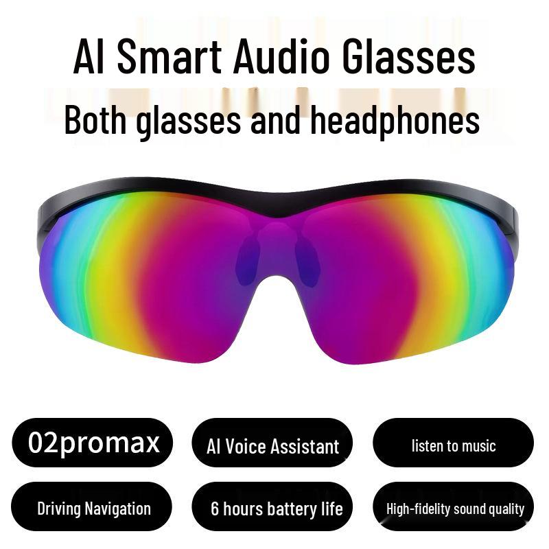 Smart Bluetooth Glasses 02Pro Max with AI Translation and Music-Enabled Earbuds