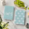 Artoid Mode Blue Home Sweet Home Flowers Kitchen Towels Dish Towels, 18x26 Inch Summer Decoration Hand Towels Set of 2