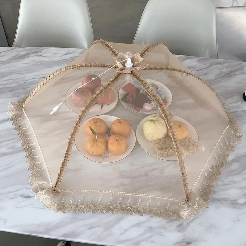 Portable Foldable Table Food Cover Anti Fly Mosquito Net Dish Cover Umbrella Picnic Protect Mesh Pop-Up Dome Kitchen Accessories