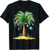 Tropical Christmas Hawaiian Santa Xmas Lights Palm Tree T-Shirt