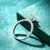 S925 Sterling Silver D-Color Pear Moissanite 1-Carat Engagement Ring for Women, Platinum-Plated