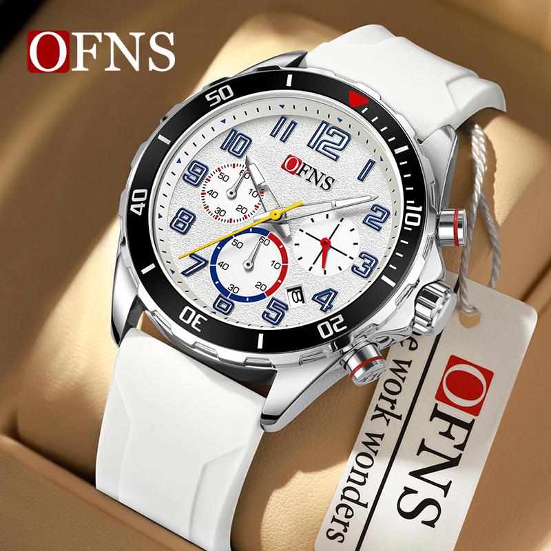 Oufanni Men's Quartz Watch with Silicone & Steel Straps, Waterproof, Calendar, and Small Seconds Hand