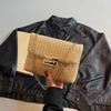 Buckle Closure Chain Crossbody Shoulder Bag Sweet Raffia Woven Women Sling Bag Solid Color Lightweight Beach Travel Purse