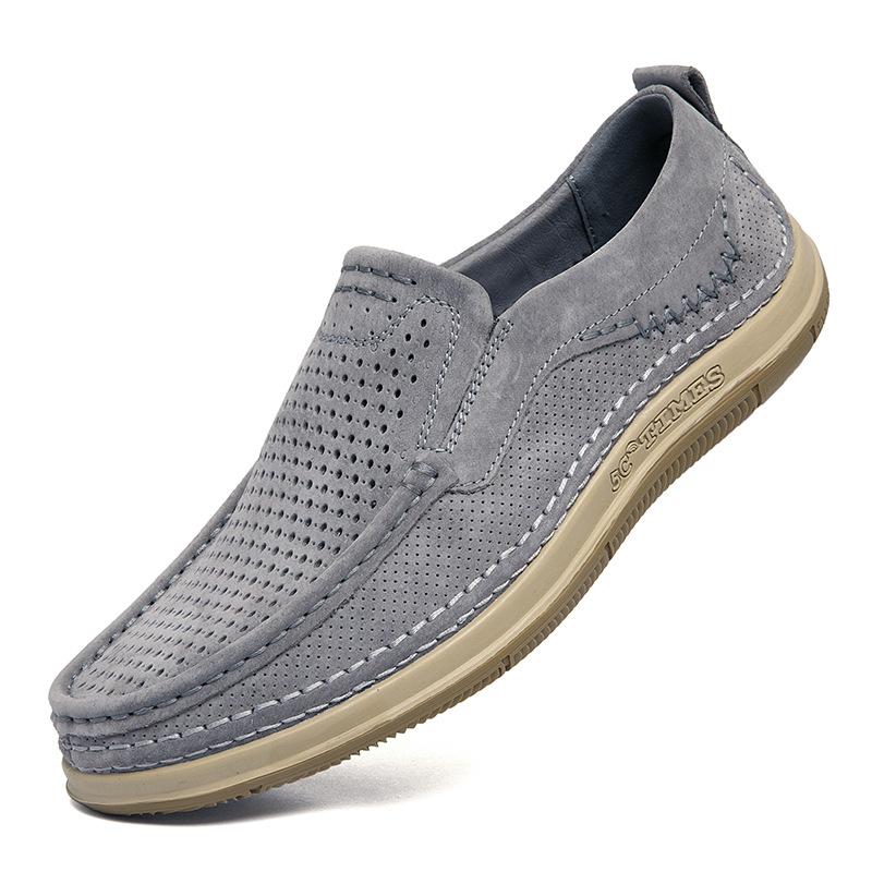 FashionHollow Out Sommer Loafer Luxus Echtleder Herrenschuhe Wildleder Männliche Freizeitschuhe Atmungsaktive Soft Driving Schuhe Wanderschuhe