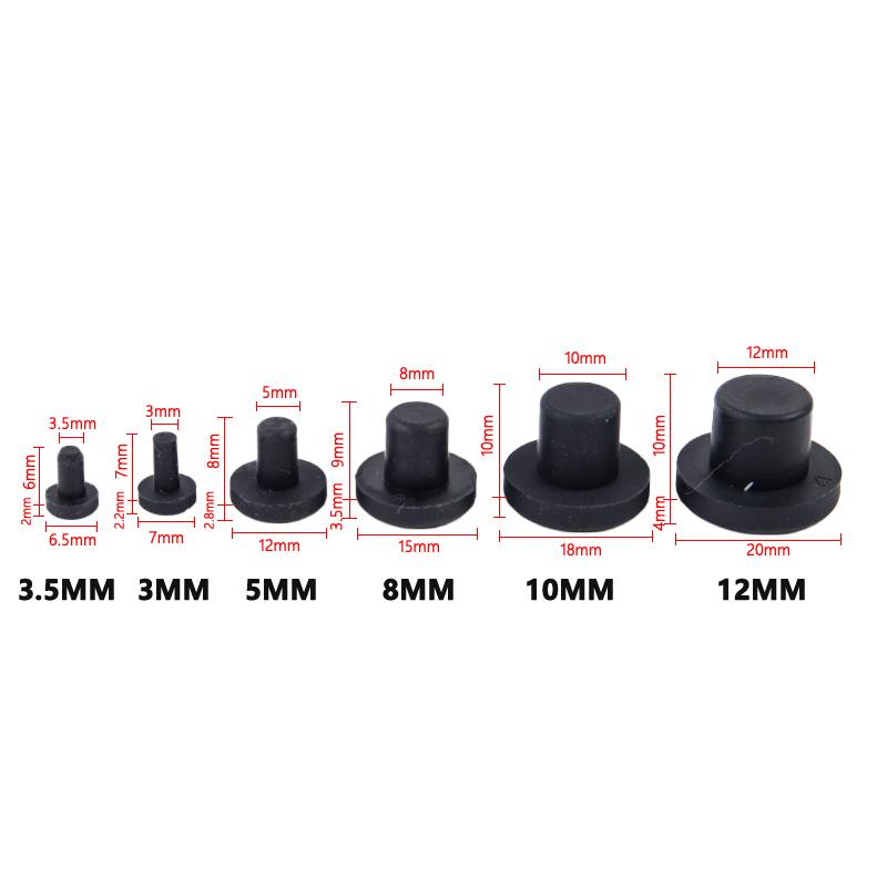 10Pcs Rubber Hole Caps 3-12mm High Temp Resistant Plugs for Cabinet Equipment Sealing