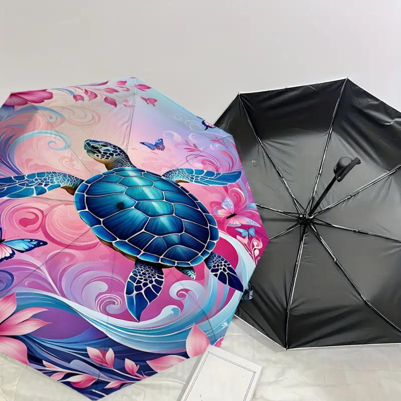 1PC turtle butterfly Automatic Open/Close Umbrella Compact Folding Umbrella with 8-Rib Shaft lightweight esign, Highquality Fabric1139A