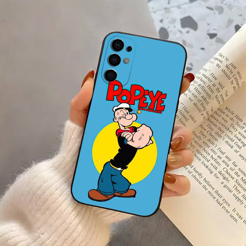 Cartoon funny P-Popeye-es Phone Case For Samsung S25,S24,S21,S22,S23,S30,Ultra,S20,Plus,Fe,Soft Silicone Black Cover