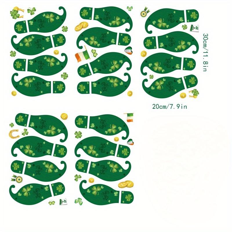 5pcs Footprint Stickers for St. Patrick's Day in Lreland, Floor Stickers, Window Stickers, Glass Door Decorative Wall Stickers