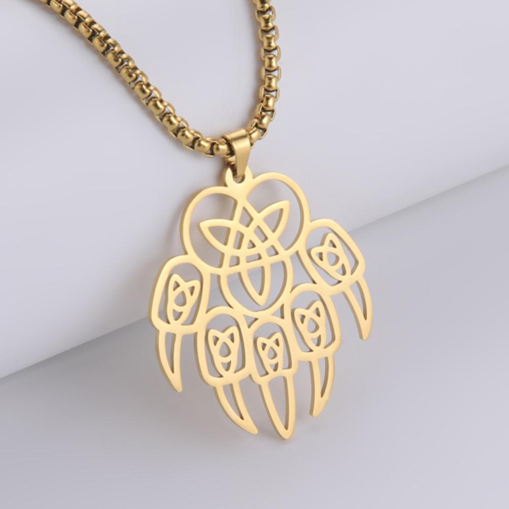 Dawapara Wolfskralle Slawische Halskette Hohl Keltischer Knoten Edelstahl Abwehrender Bär Herren Religiöser Talisman Halskette