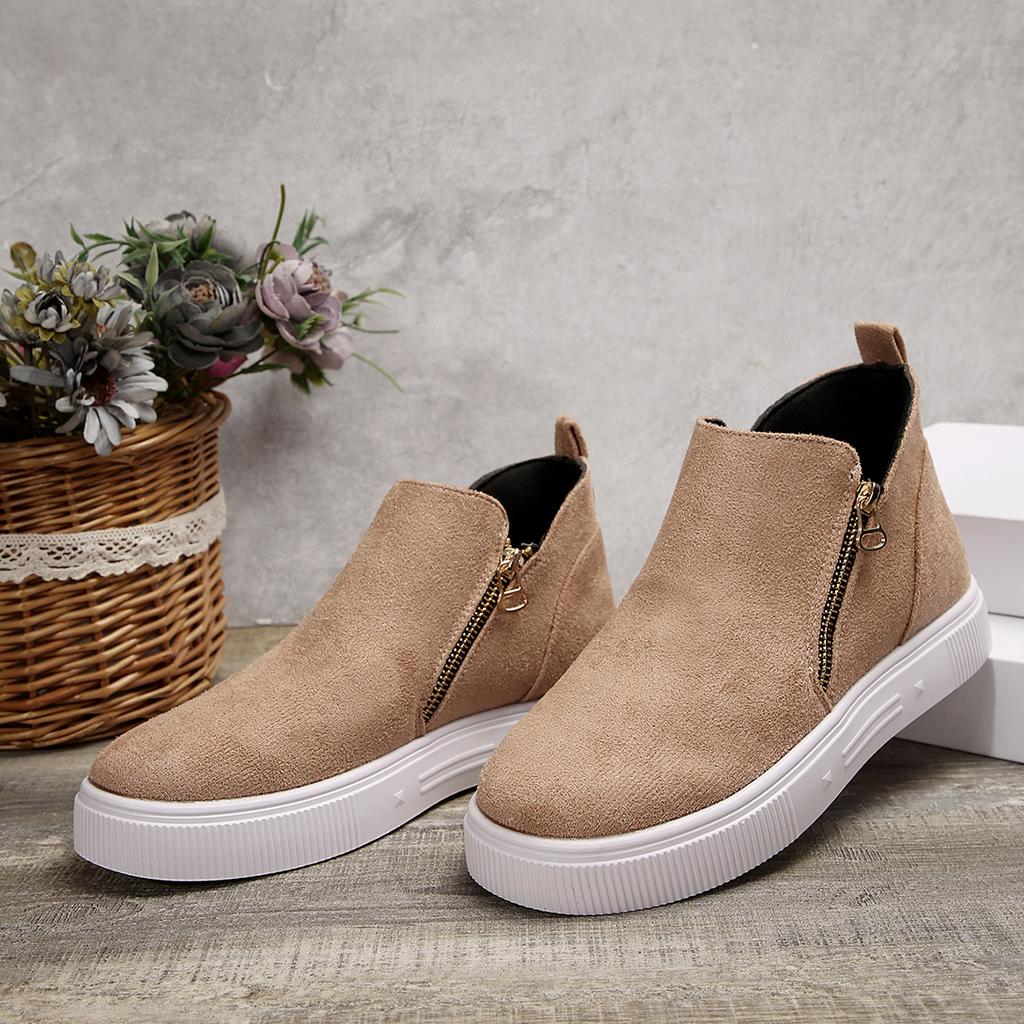 Fashion Winter Snow Boots Women Winter Comfortable Shoes Zip Warm Plush Cold Winter Fashion Shoes Flat Cotton Brand Ladies Ankle Boots