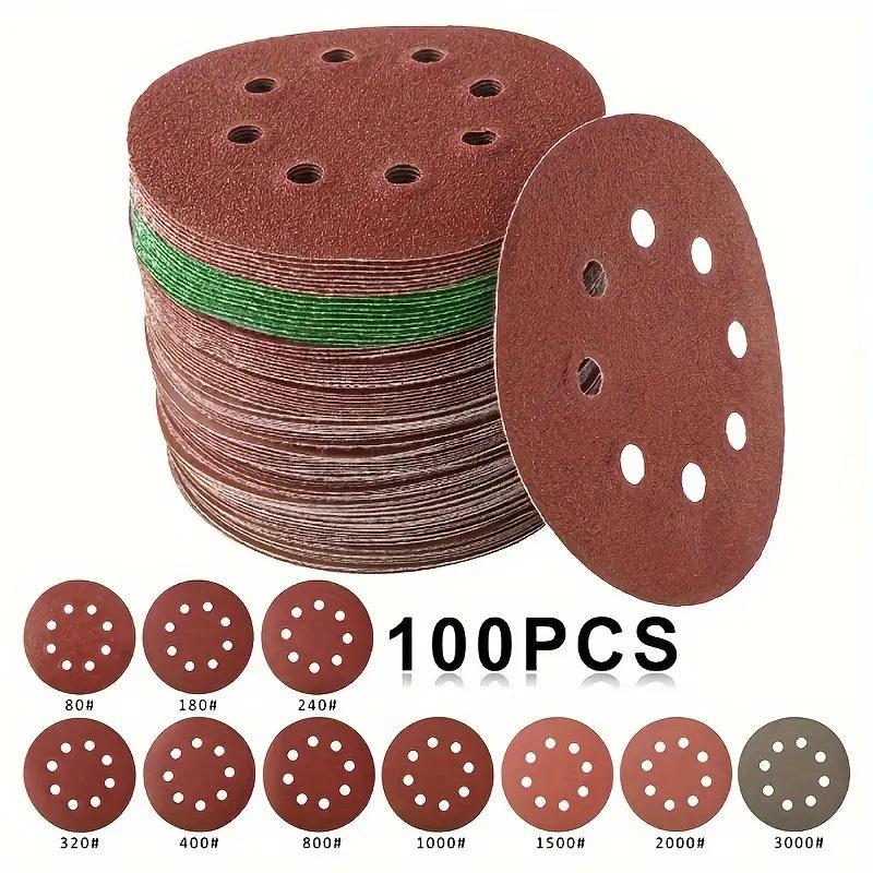 100Pcs Sanding Discs 8 Hole Hook And Loop Adhesive Sandpaper 125Mm 80~3000 Grits For Random Orbital Sander Abrasive Sheets Tools