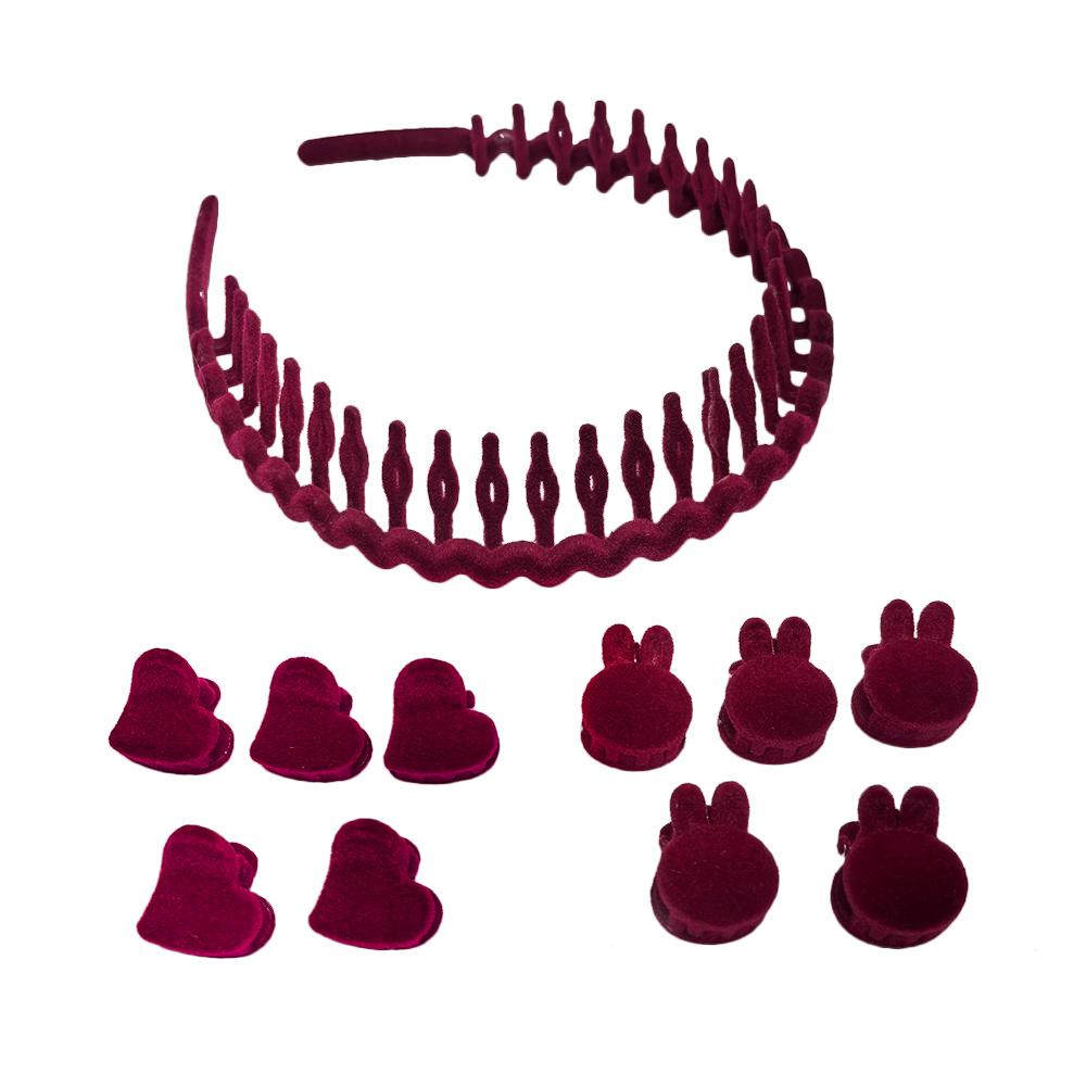 6Pcs/Set Fabric Red Black Plastic Small 2cm Hair Claw Hair Crabs for Girls With Non-Slip Teeth Hair Hoops Accessories For Women