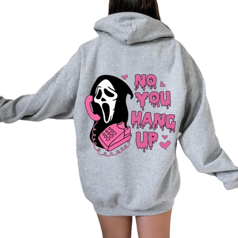 New Halloween, Hooded Sweater with Back Print, Long-sleeved Loose Casual Top and Shirt.