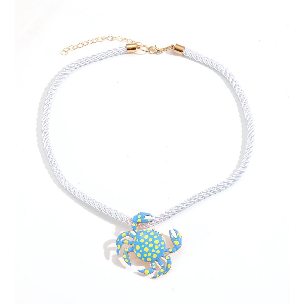 Polka Dot Beach Choker Cute Ocean Style Clavicle Chain Fashion Enamel Crab Pendant Necklace Women синий