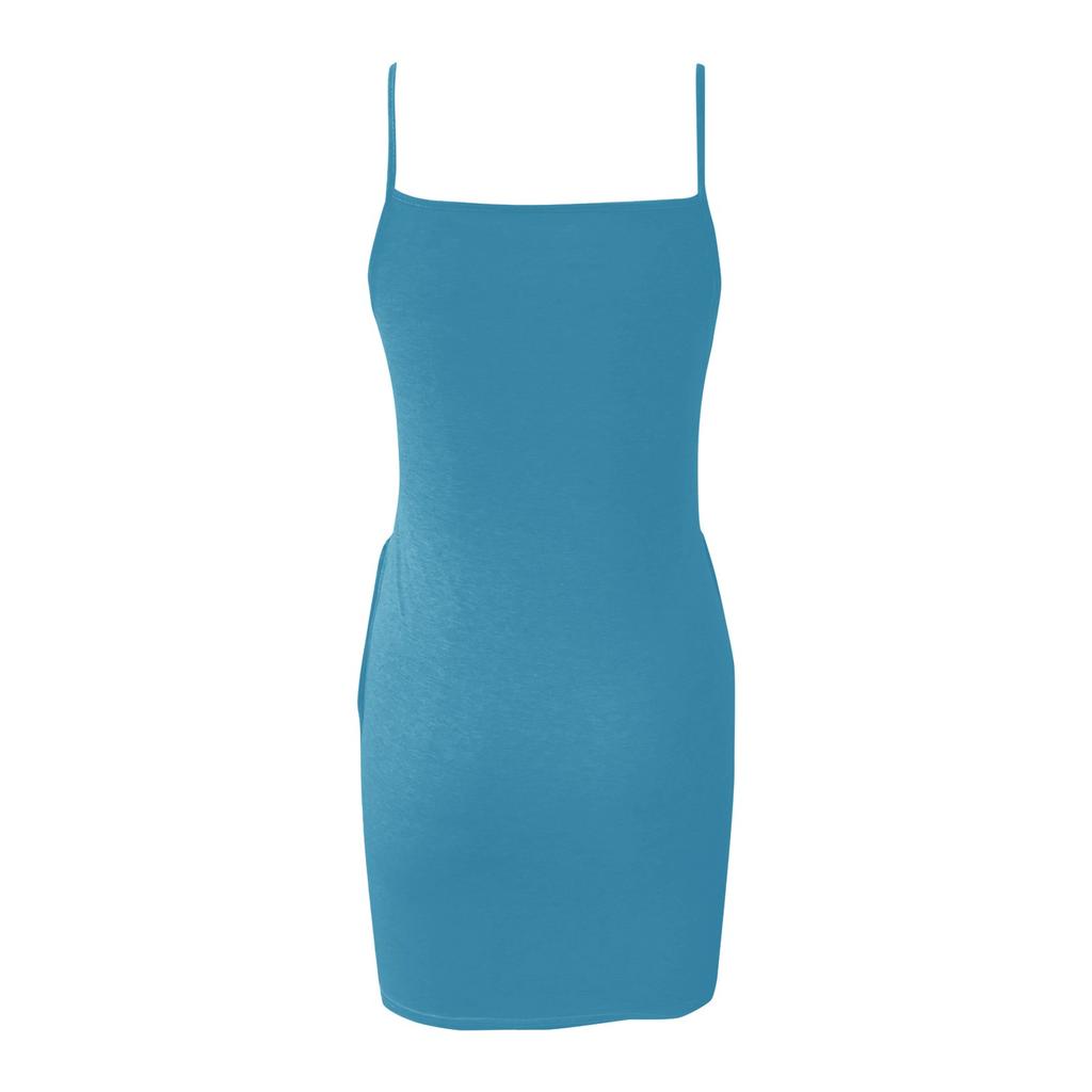 Women's Casual Loose Fashion Solid ColorRound Neck Pocket Camisole Dress