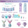 Mermaid Birthday Party Decorations Supplies Banner Tassel Garland Bubble Garland Hanging Jelly Fish Paper Lanterns Balloons Cake Topper Mermaid Happy