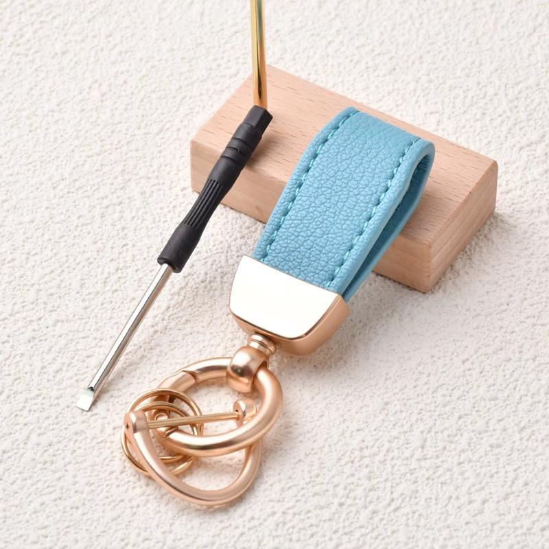 1PC Goat Pattern High-end Keyring New French Car Keychain Hardware Key Holder High Quality Lambskin Leather Keychain
