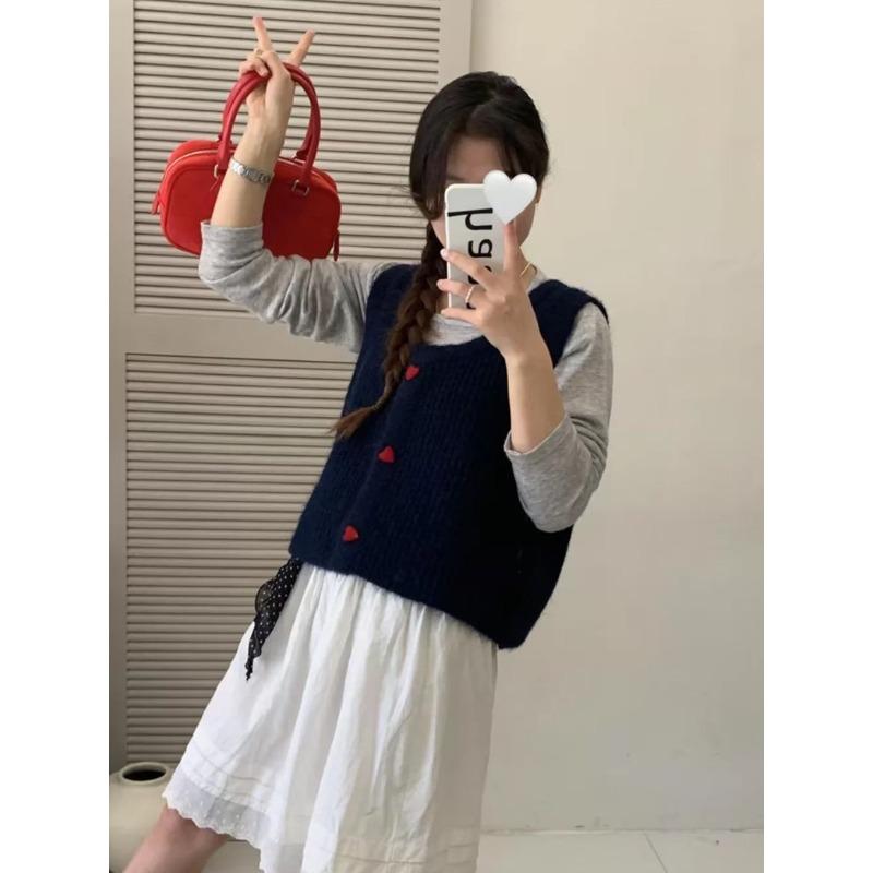 

Весенне-осенний женский свитер, вязаный жилет, кардиган, вязаный жилет, женский жилет L тёмно-синий