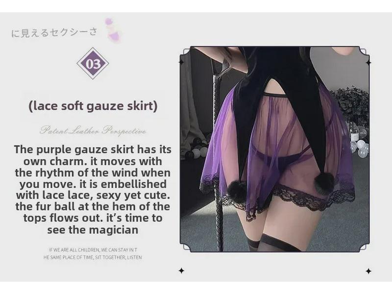 Manyan Sexy Lace Halter Neck Halloween Bunny Girl Witch Costume 