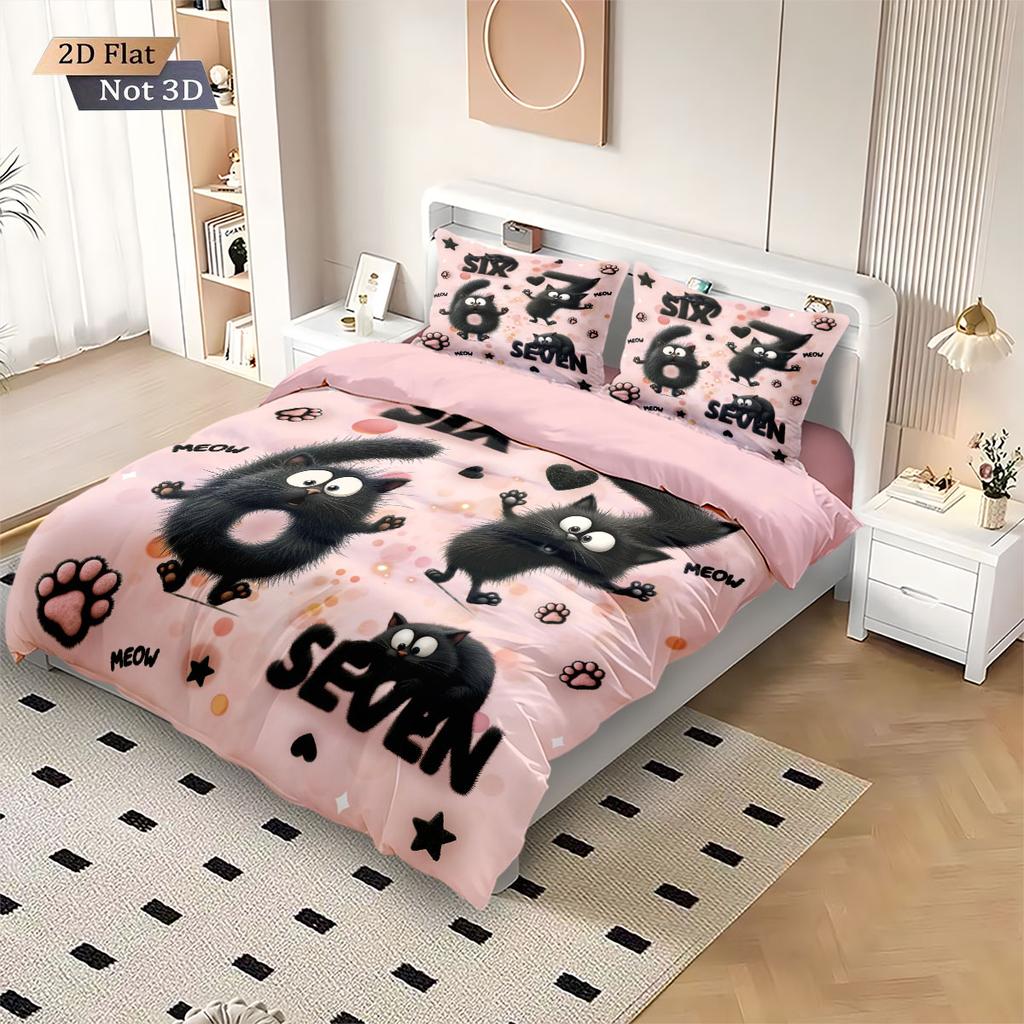 3pcs Valentine's Day Abstract Number 67 Element Printed Core less Down Duvet Cover Set Multi Size Bedding Holiday Decoration
