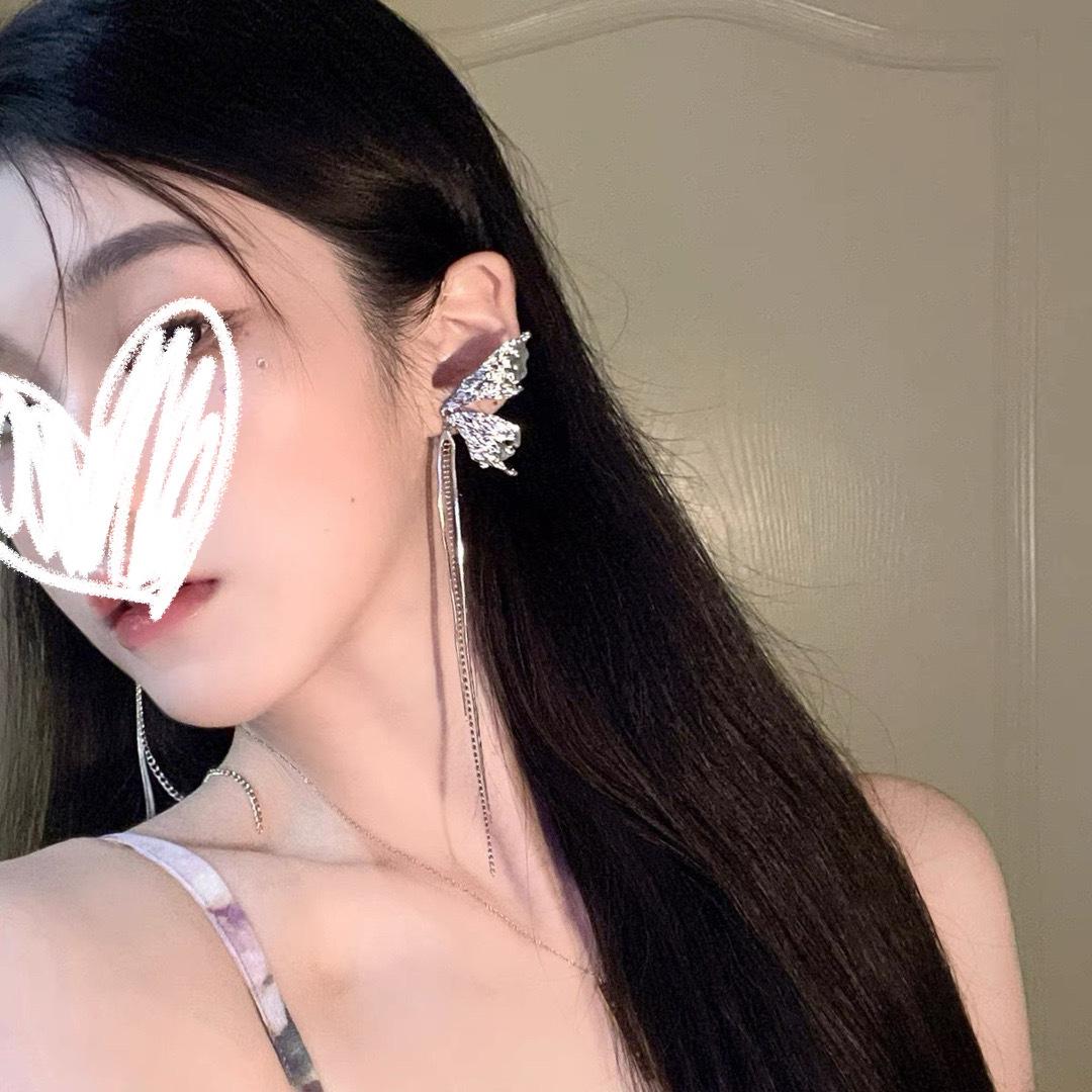 

Butterfly earrings women s summer fringed earrings high-end elf ears light luxury niche design temperament stud earrings tide earrings