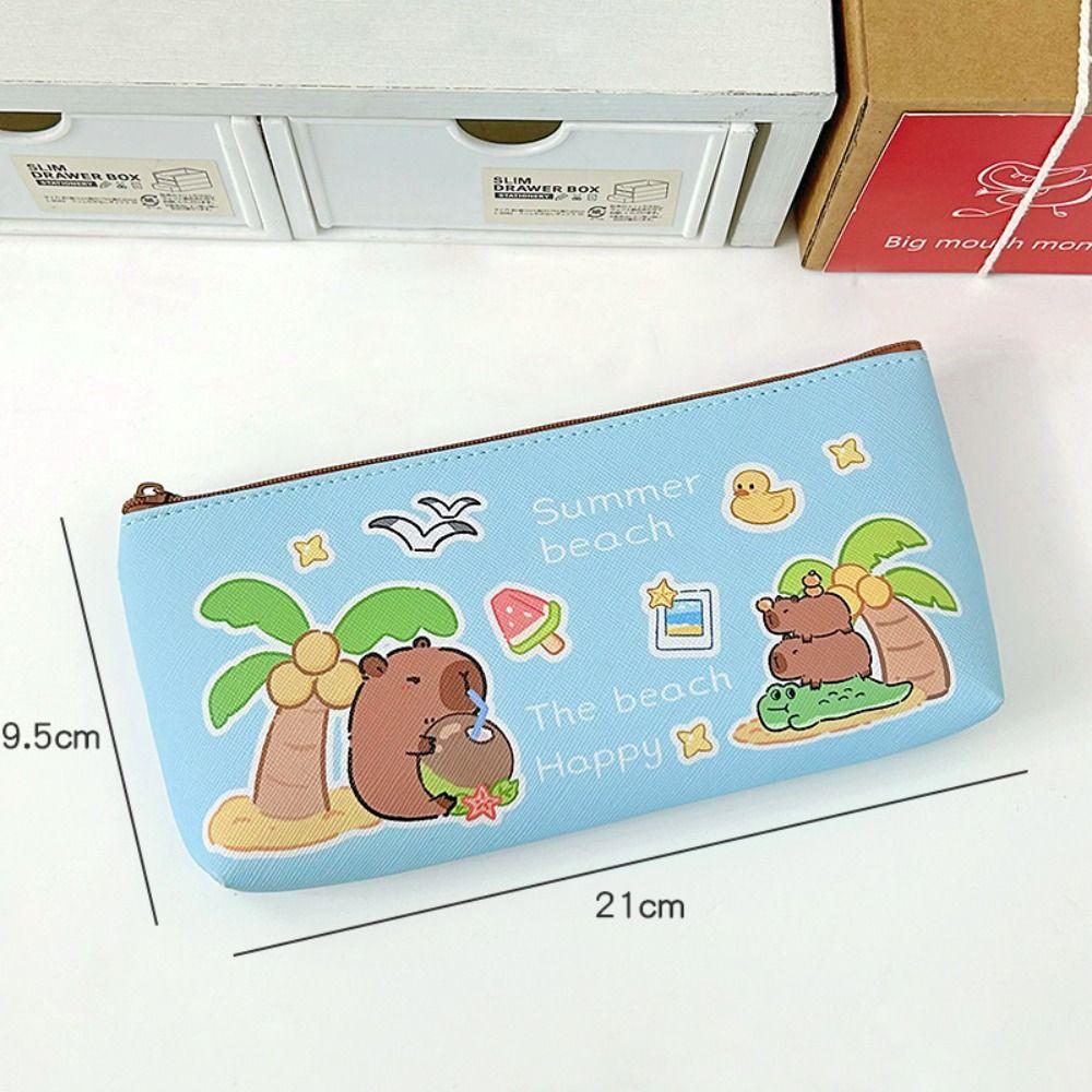 

Large Capacity Capybara Pencil Bag Waterproof School Stationery Bag Fashion Cartoon Pen Bag Office style 2