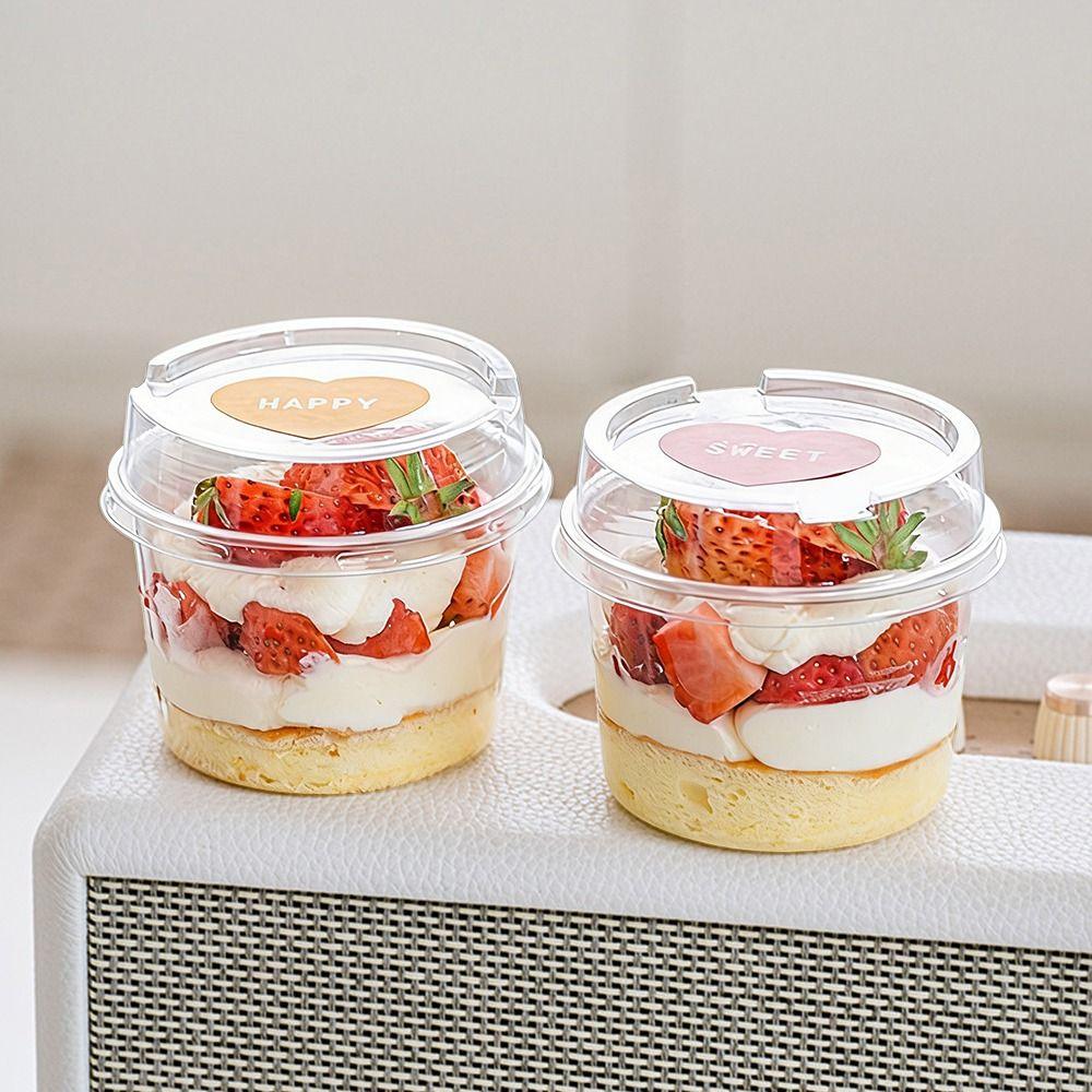 50PCS Transparent Bowl Disposable Pudding Cups Plastic Material Dessert Cups Yogurt Cup  Yogurt