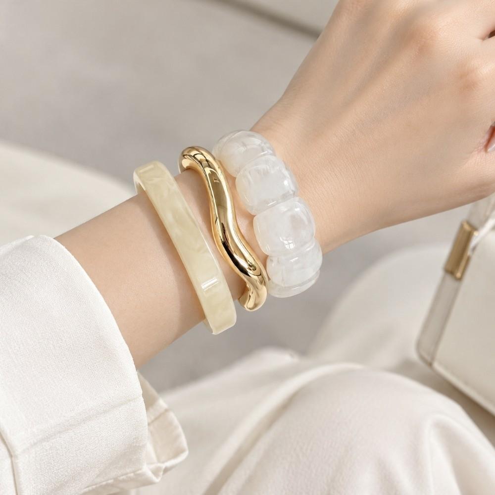 3Pcs/Set Stackable Irregular Waves Bangle Chunky Cuff Bangle Boho Bangle Bracelet for Women