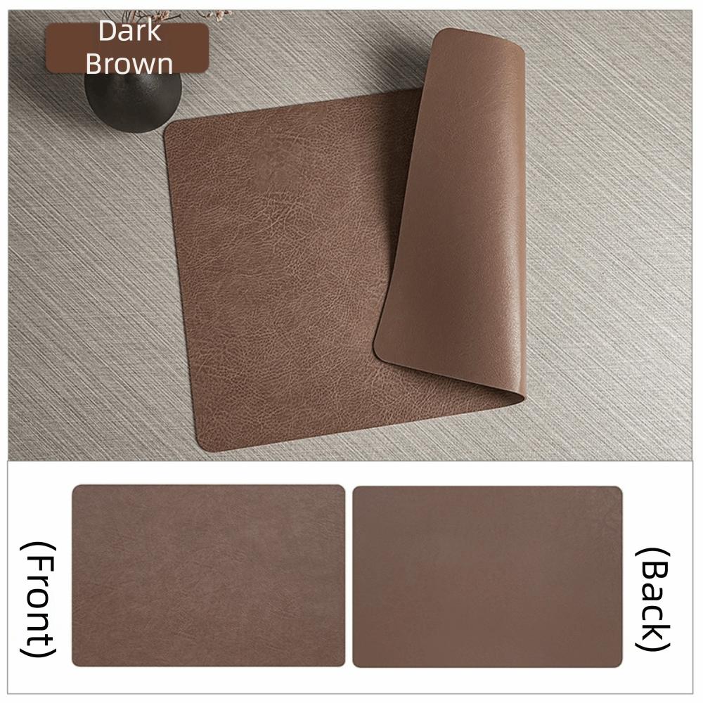 

Faux Leather Table Placemats Double-Sides Square Dining Table Mat Waterproof Heat Resistant Table Place Mats For Kitchen Dining 445-300mm колір темно кави