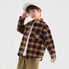 Boys' Warm Orange Plaid Cotton Long Sleeve Shirt Jacket