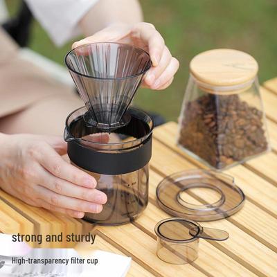 Japanese Portable Pour-Over Coffee Set: Three-in-One Thickened ABS with Scale Travel Cup