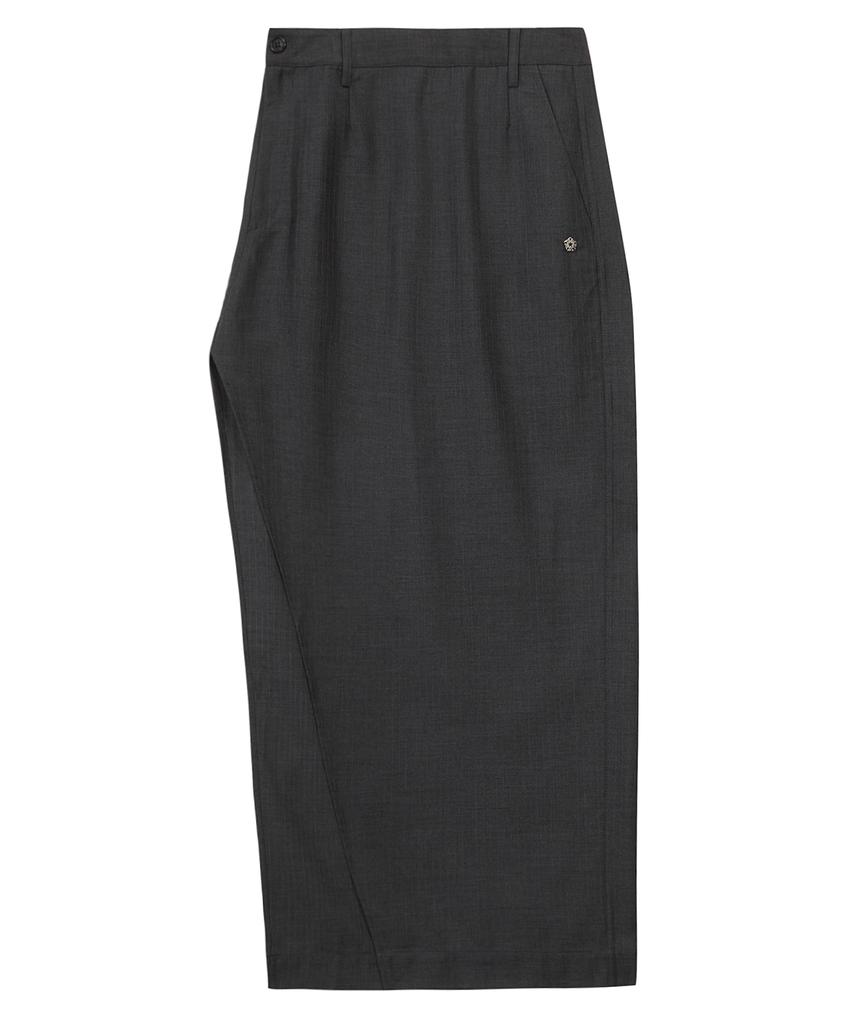 Ulkin Asymmetrical Striped Maxi Skirt_Charcoal