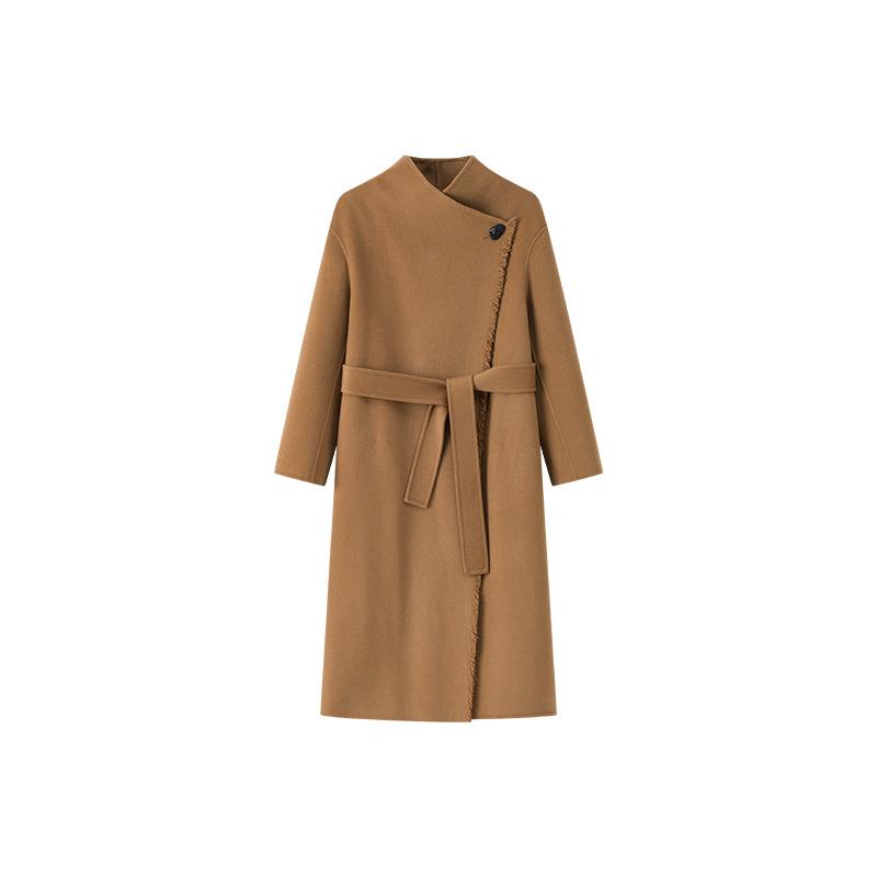 

] Темпераментное двустороннее шерстяное пальто для通勤, женское осенне-зимнее пальто из кашемира на одной пуговице с дизайном, подчеркивающим фигуру L