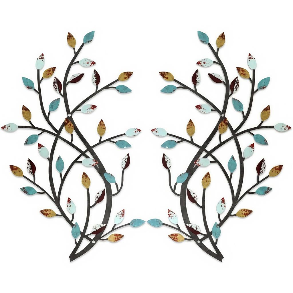 2 Pezzi Decorazione Murale Foglia d'Albero in Metallo Ramo d'Olivo Foglia Arte Murale Soggiorno, Corridoio Decorazione Murale Decorazione Esterna