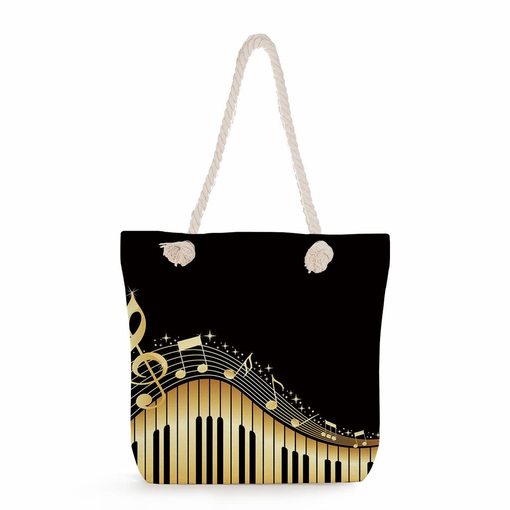 Multifunctional note Printed Thick Rope Shoulder Beach Bag Casual large capacity handbag 7611