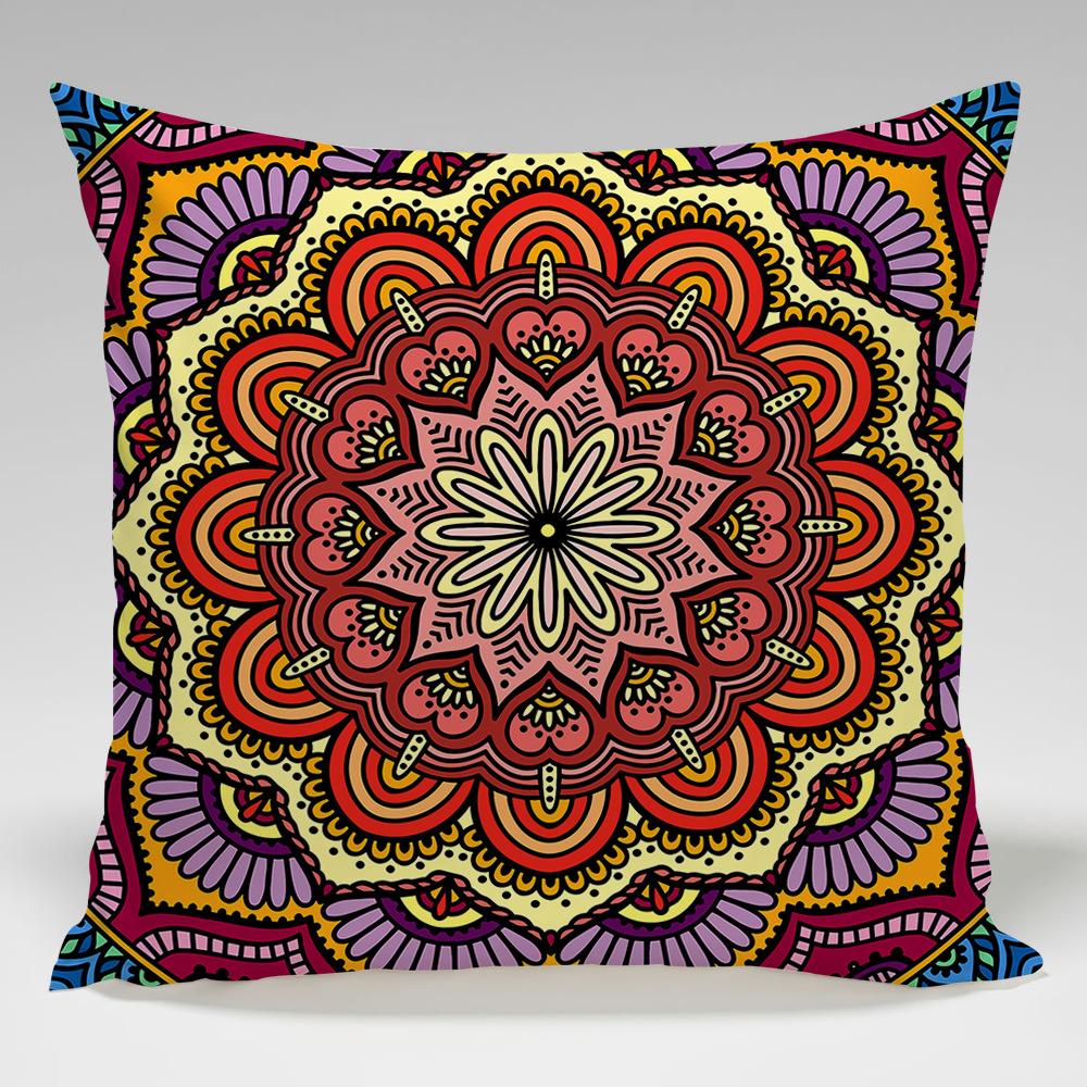 Mandala Geometric Pattern Throw Pillow Cover With Short Plush Print For Living Room Sofa Decoration Cushion Cover Pillow Covers