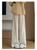 Women's High-Waisted Gray Corduroy Wide-Leg Pants - Autumn/Winter Plus Velvet Thickened Long-Leg Sports Sweatpants