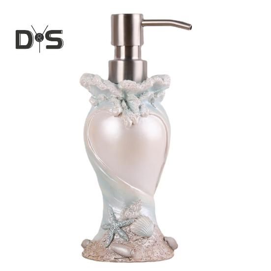 

Диспенсер для мыла с морской тематикой, герметичный дизайн, декор в виде ракушки морской звезды, насос для дезинфицирующего средства для рук, аксессуар для ванной в прибрежном стиле белый