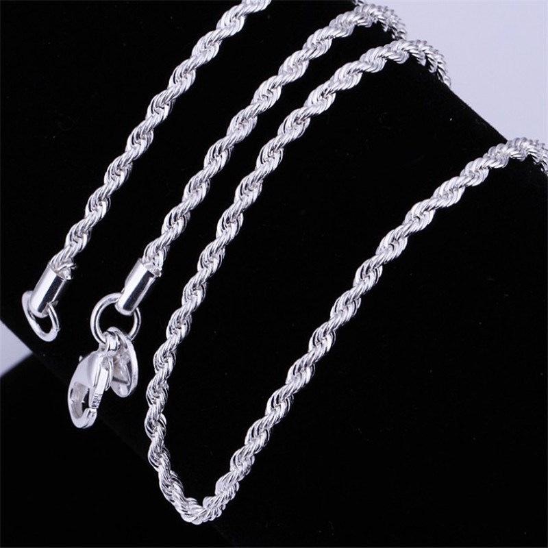 Collar Europeo y Americano de Cuerda Trenzada Flash de 4 mm Chapado en Plata
