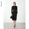 Langzi Slim Fit Winter Shirt Collar Midi Dress