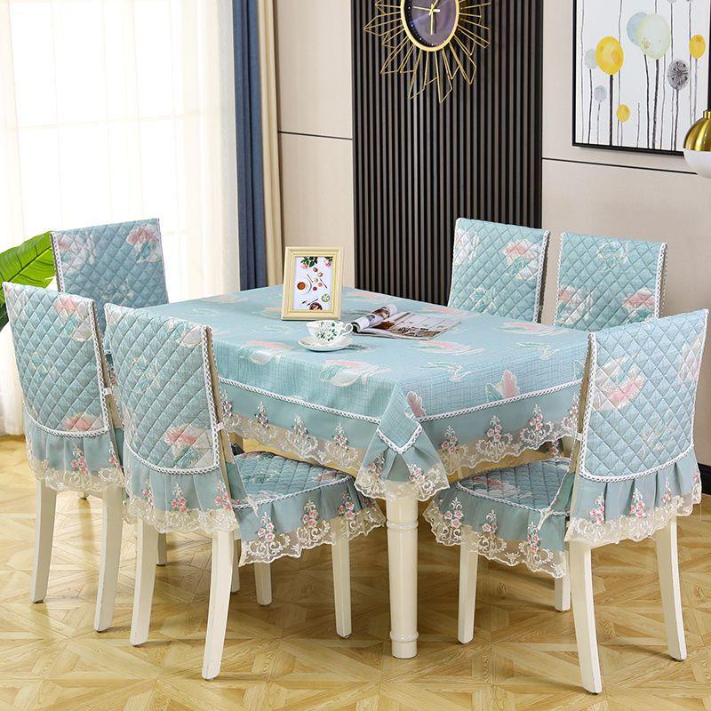 Luxury Chair Seats Covers Embroidered Table Cloths Modern Simple Rectangular Lace Table Cloth Dining Chair Covers Home Anti-dirty Cushion