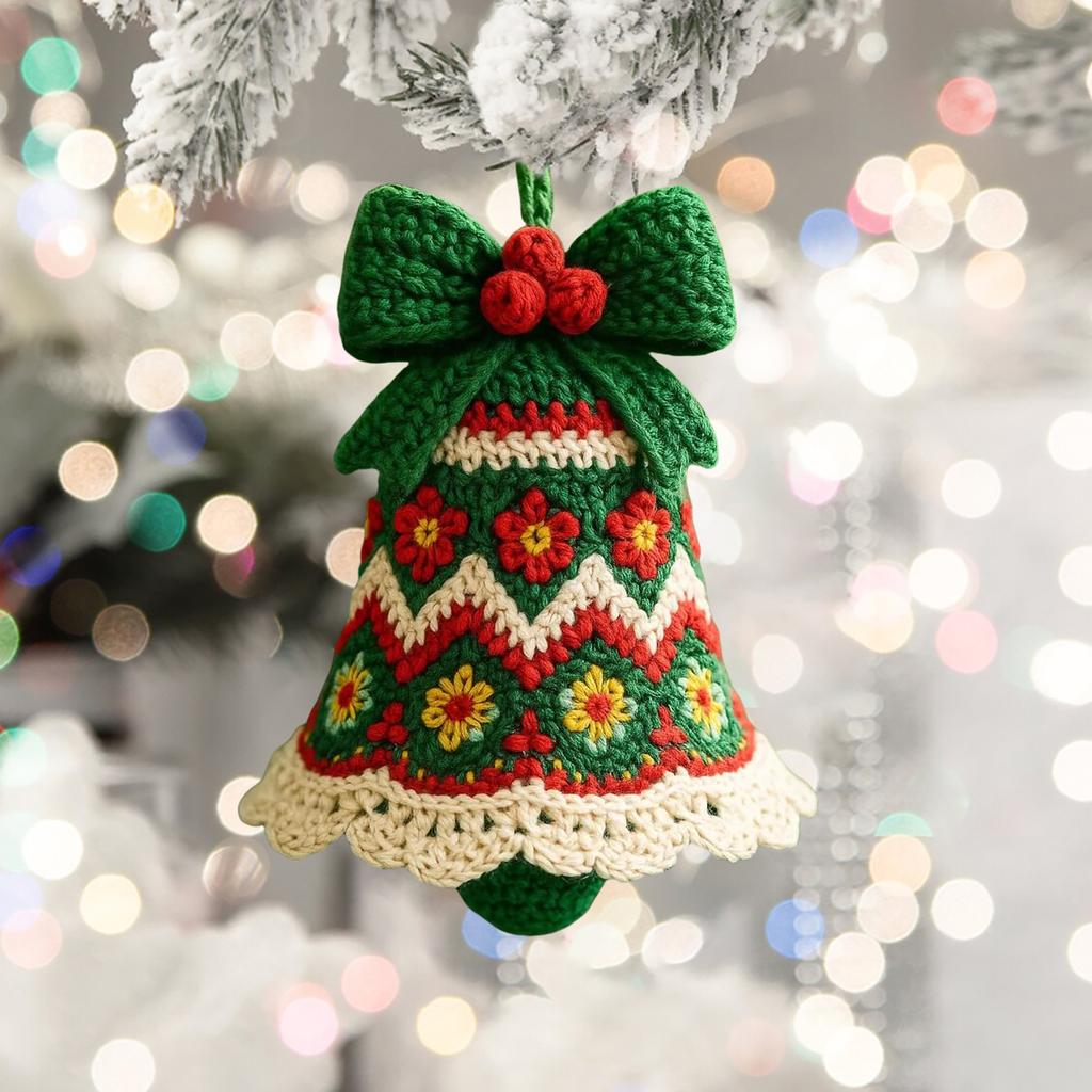 Weihnachtsmann Glocke Ornament DIY Häkeln Strickmaterial-Set Handgemachte Feiertags-Häkelaccessoires Einfaches Strickset für Anfänger