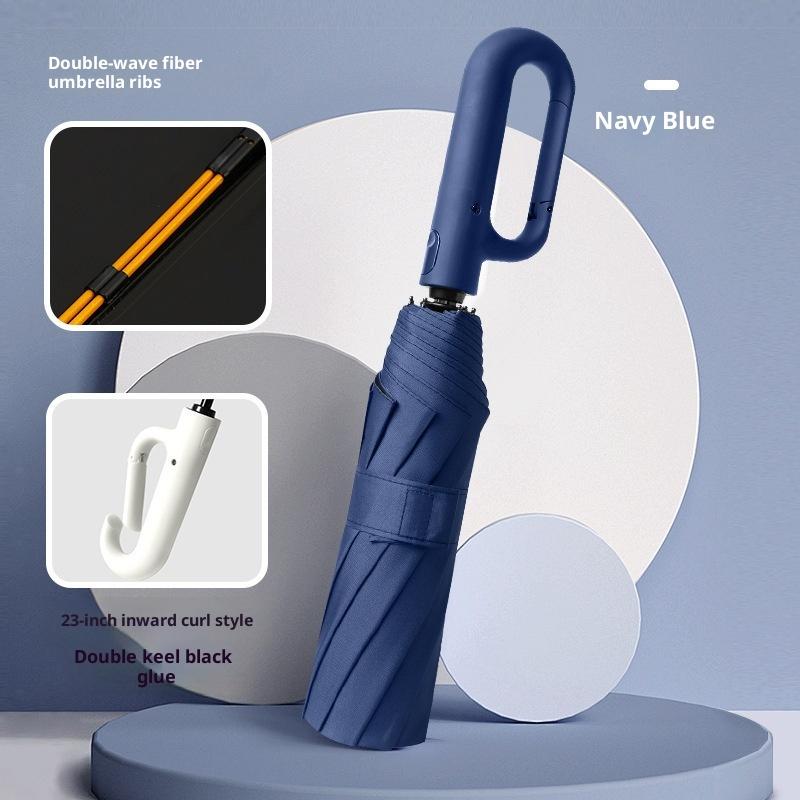 Ring-Schnallen-Design Automatischer Regenschirm für Männer Frauen Faltbar 105 cm Groß Stark Sonnenschirm UV-Schutz Regenschirm