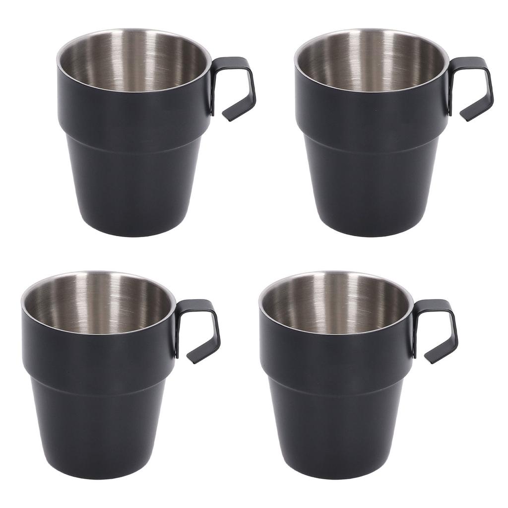 4PCS/Set 300ml Stainless Steel Coffee Cup Thickened Heat Insulation Double Layer Vacuum Coffee Mug