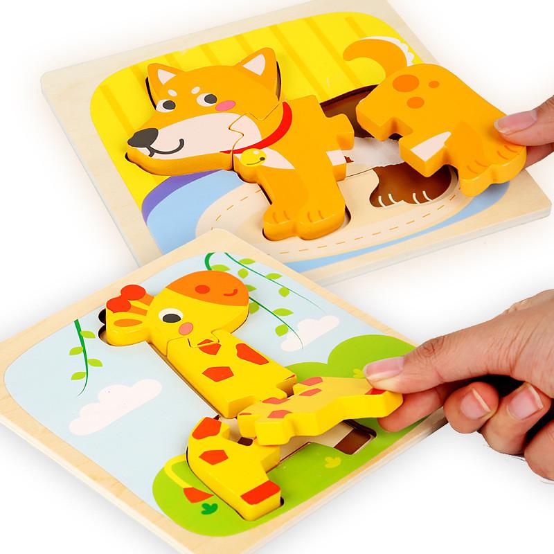 Puzzle Wooden 3d For Giraffe Airplane Animal Shapes Parentchild Interactive Play
