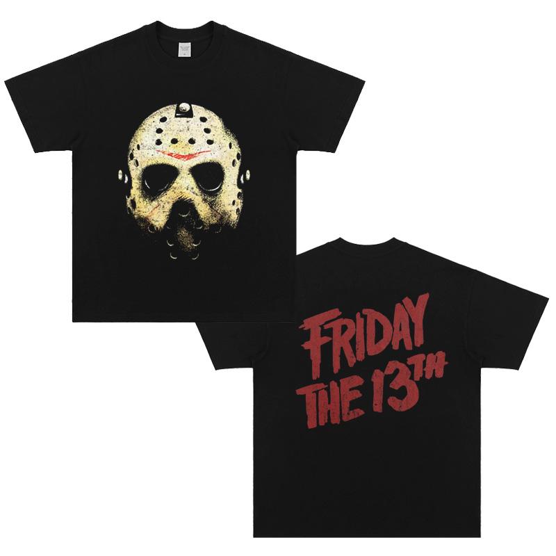 ФУТБОЛКА ПЯТНИЦА 13-Е Пятница 13-е Футболка с коротким рукавом, Американский хлопок Маска Джейсона 4XL