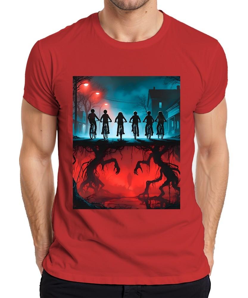 Upside Down Kids Bikes Horror 80s Retro Mystery Hawkins Unisexs TShirt