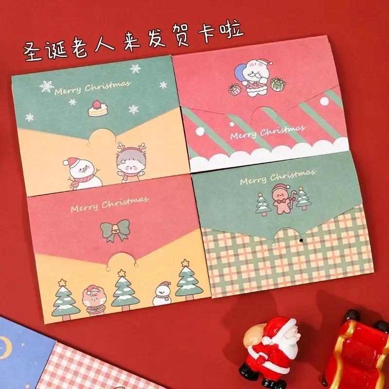 6Pcs Christmas Greeting Card Mini Christmas Blessing Greeting Cards Envelope New Year Postcard Gift Card Xmas Party Wholesale